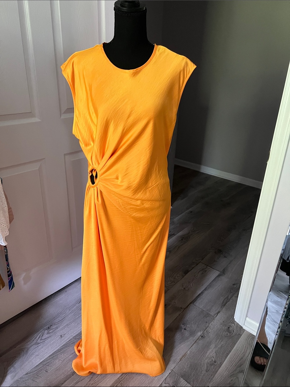 House of Harlow 1960 Bright Orange Knot-Detail Maxi Dress